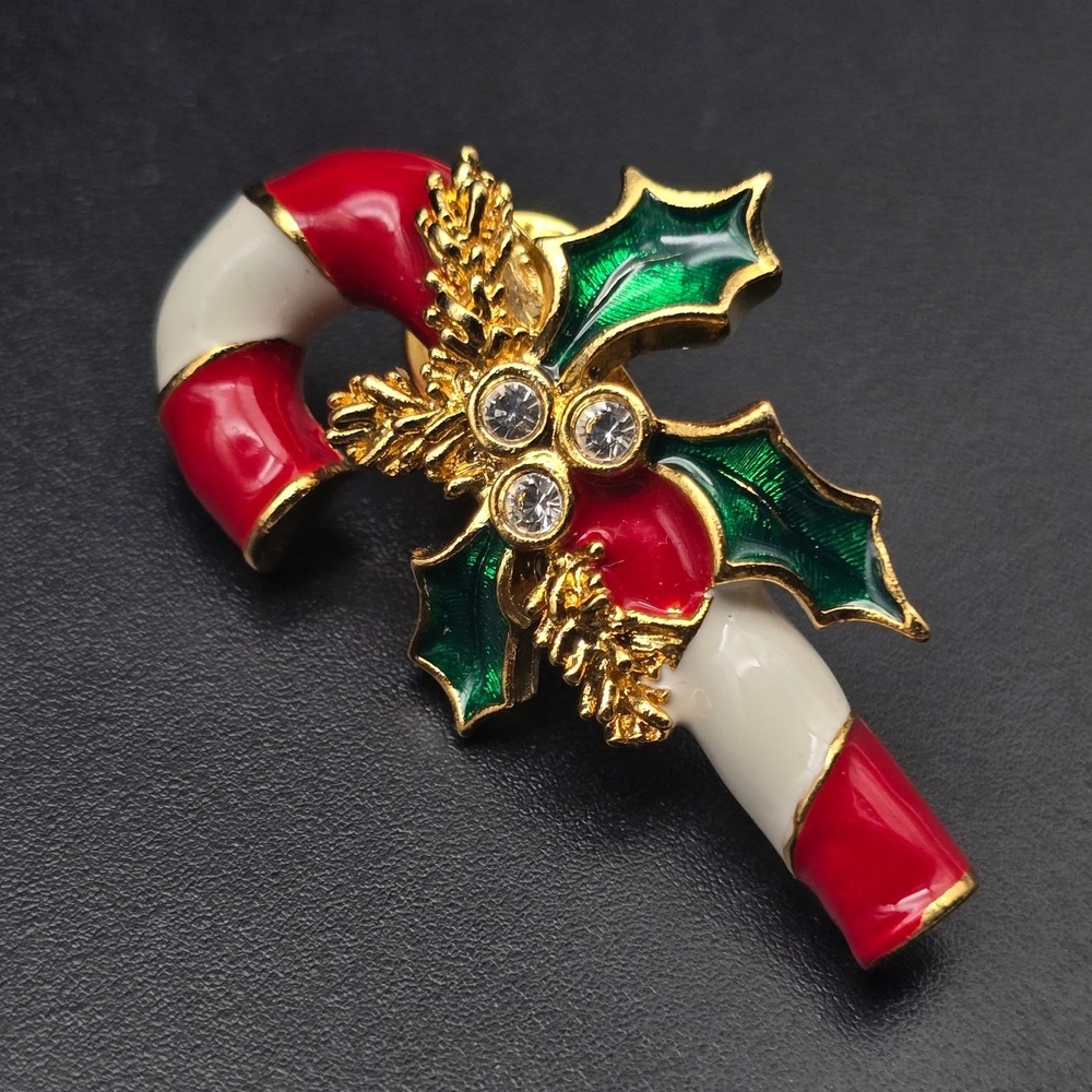 Avon 1997 Holiday Candy Cane Pin Enamel Christmas Jewelry